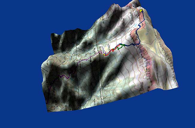 Mapa en 3D del cami del refugi de Prat d'Aguiló al Comabona